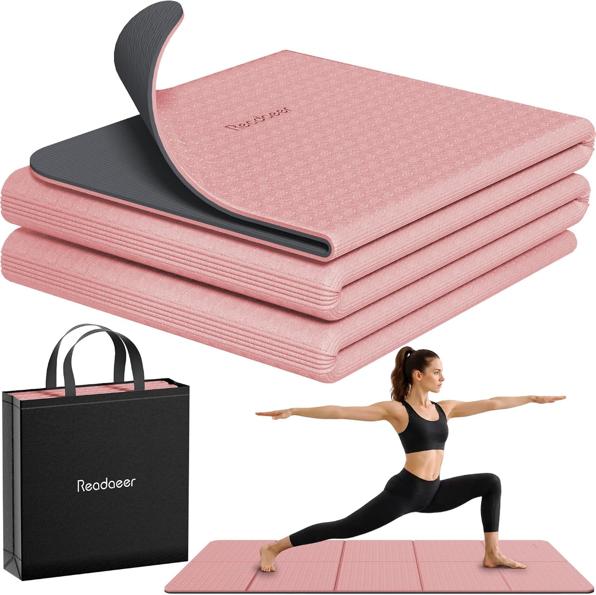 Readaeer Double Color Yoga Mat - 72"x24"x0.24" (6mm),Non-Slip TPE Exercise Mat
