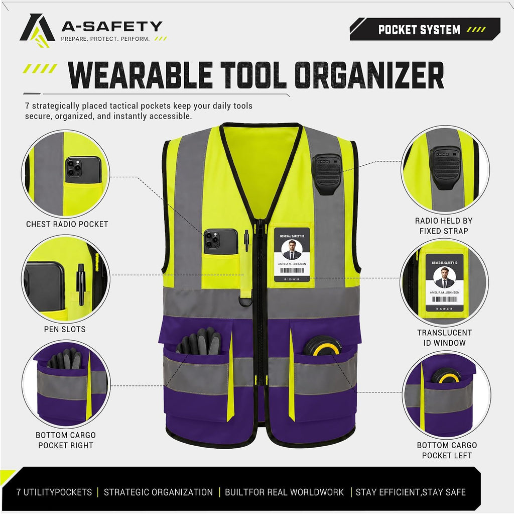 A-SAFETY High Visibility Reflective Safety Vest Customize Logo (XS-8XL)