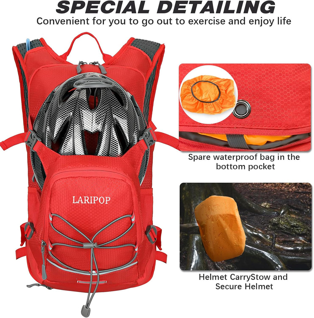 LARIPOP 18L Hydration Backpack with 2L Leak-Proof Water Bladder for Hiking Cycling Running Men Women