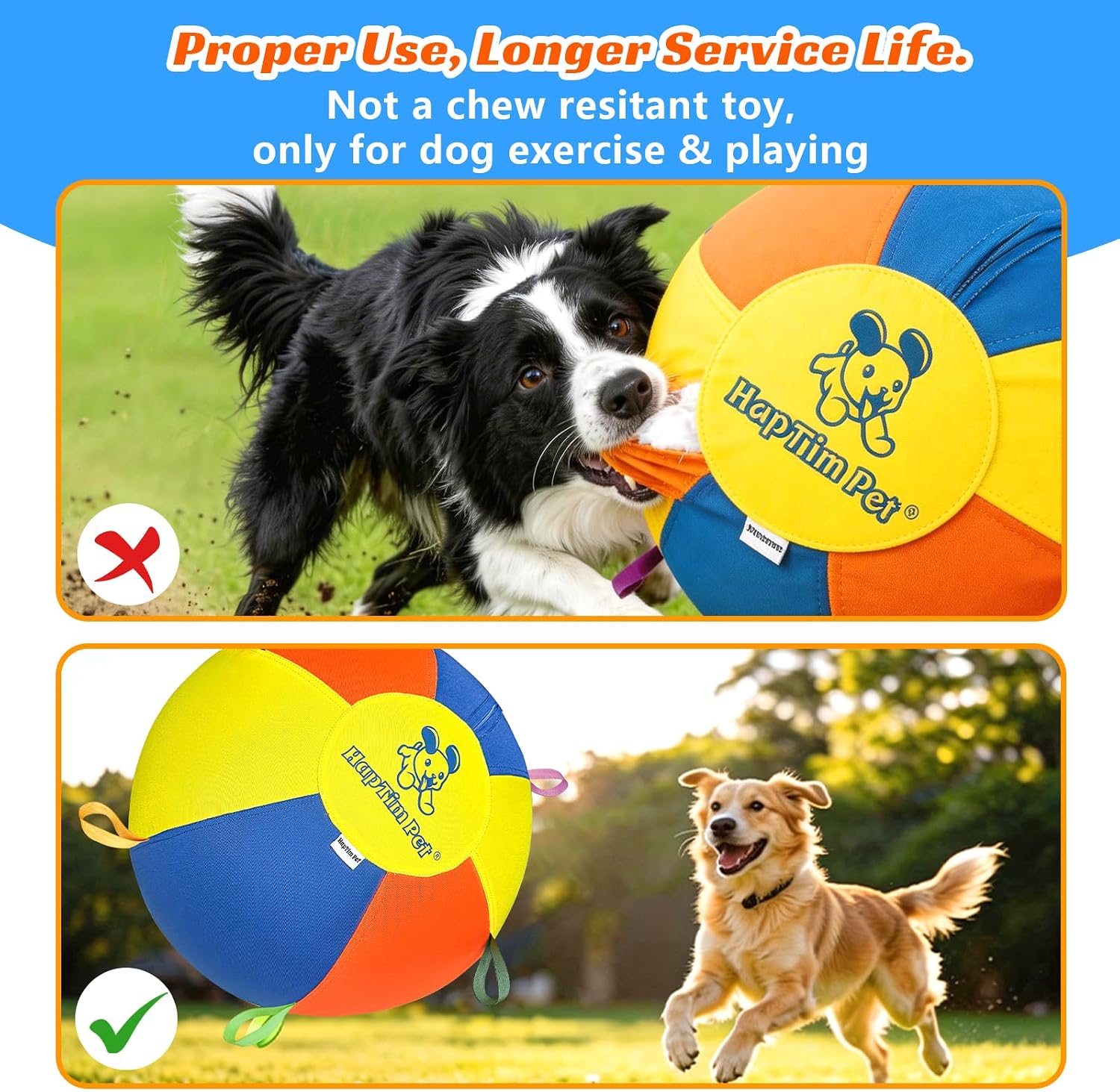 Hap Tim Upgraded Heavy Duty 22" Herding Ball for Dogs Thickened Bladder