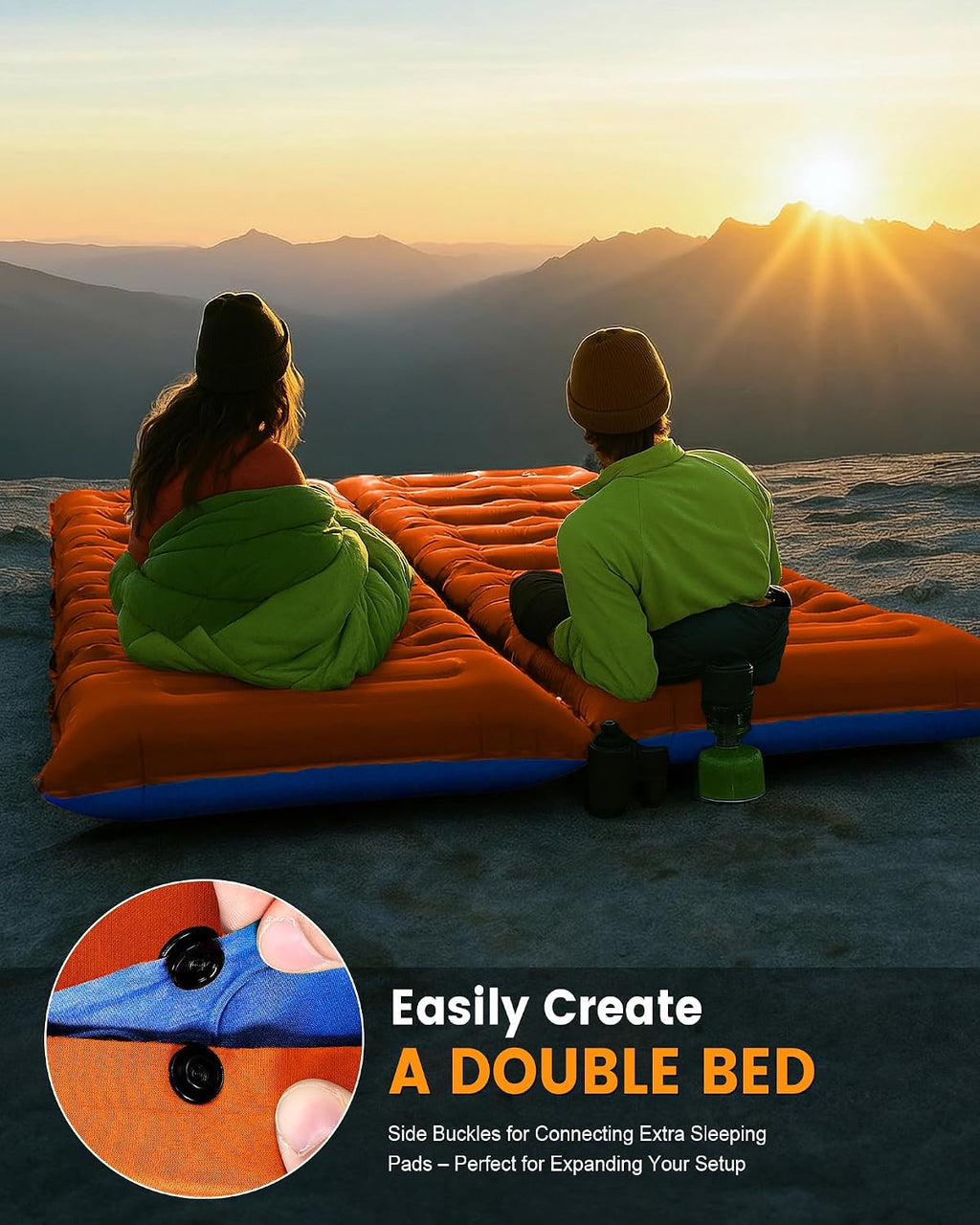 Camping Sleeping Pad,5.9 Inch Thick Camping Mat with Built in Pillow and Foot Pump,Self Inflating Sleeping Pad for Camping Backpacking（Green