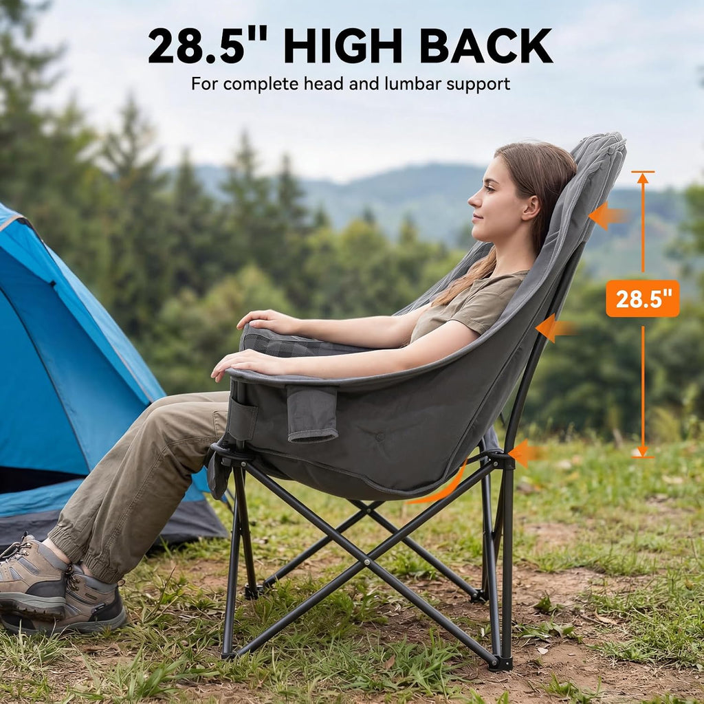Huskfirm Oversized Camping Chairs 2 Pack Padded Camping Chair for Adults