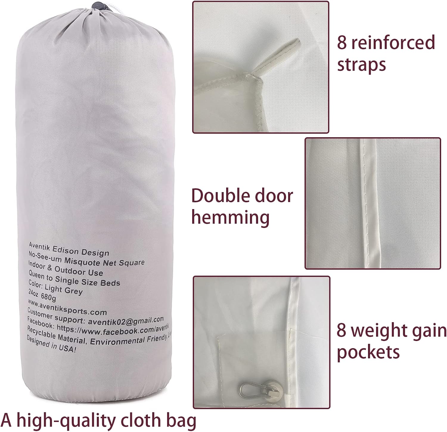 No-See-Um mesh Square Mosquito Net for King Size Bed 2 Openings Netting Mosquito Net for Beds, Finest Holes Mesh 2000 Mosquito Netting for Bed (Square King Grey Color)