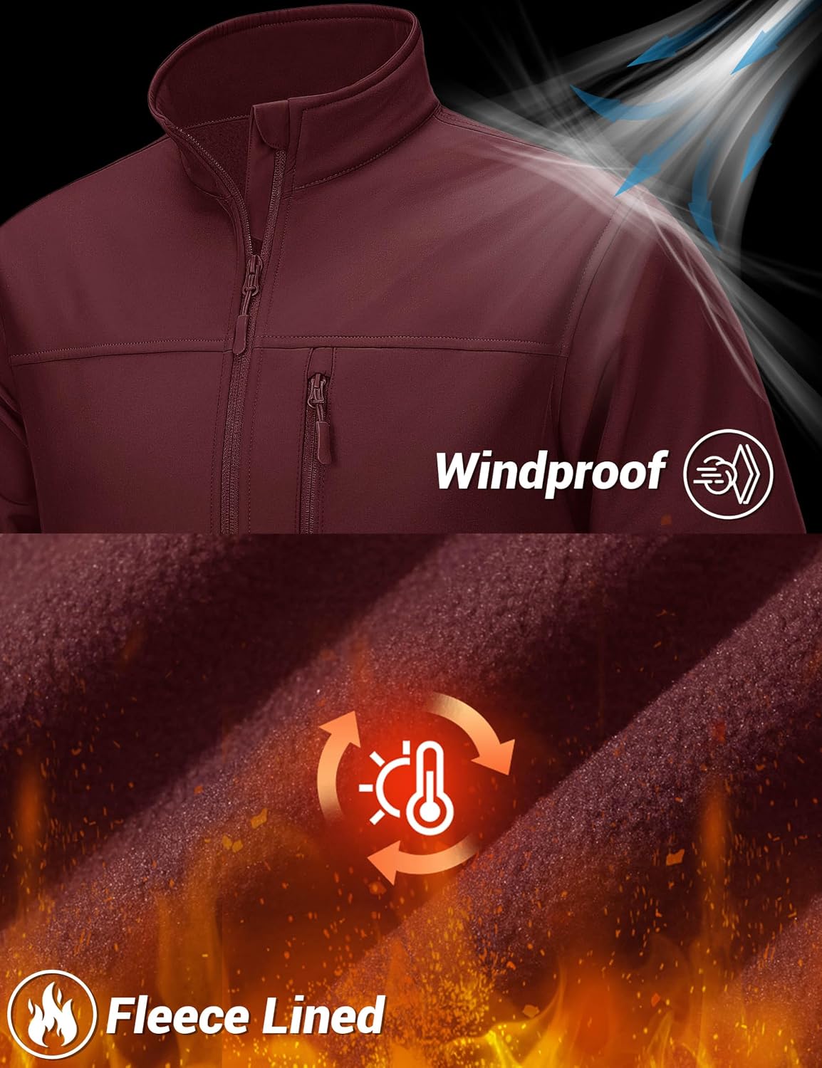 TACVASEN Mens Lightweight Softshell Jacket Fleece Waterproof Windbreaker