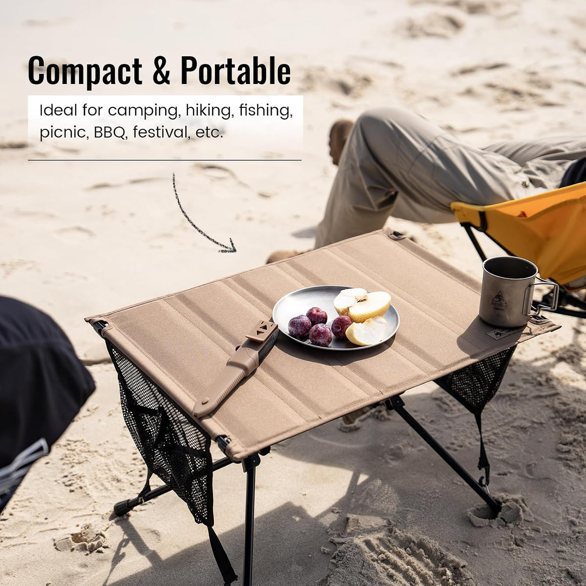 ONETIGRIS VENTARA Camping Table, Ultralight Foldable Table Sturdy & Quick Setup, Weighs Only 2.4 lbs, Perfect for Camping, Hiking, Backpacking, Picnic, Beach, Travel
