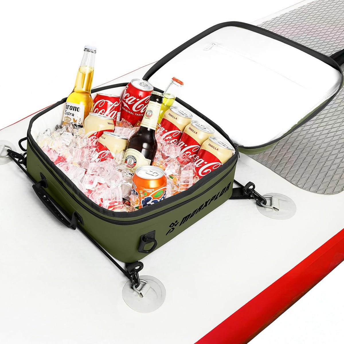 MORXPLOR Waterproof PVC Paddleboard Cooler Deck Bag - 12 Can Soft Insulated Cooler for Paddleboarding, Camping, Kayaking