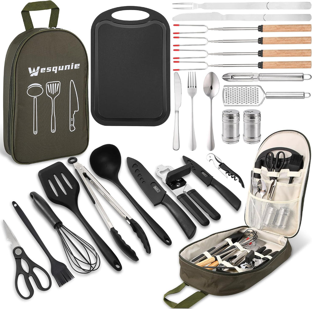 Wesqunie Silicone Cooking Utensils Set, Cookware Set for Outdoor Camping