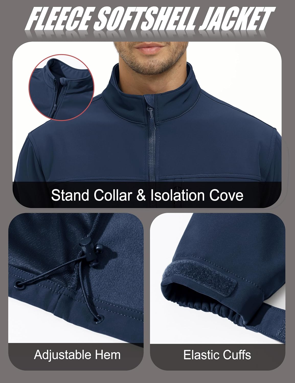 MAGCOMSEN Mens Lightweight Softshell Jacket Fleece Tactical Waterproof Coat