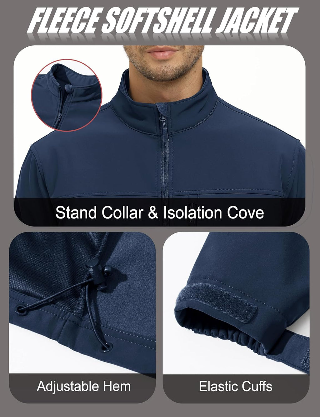 MAGCOMSEN Mens Lightweight Softshell Jacket Fleece Tactical Waterproof Coat