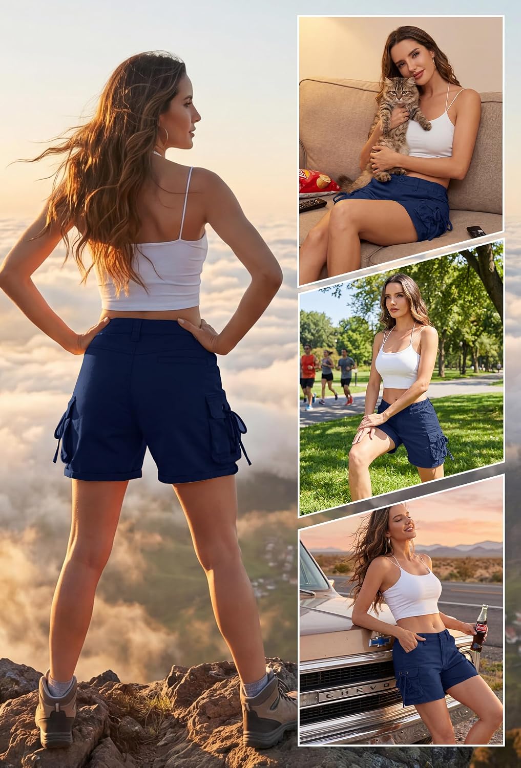 Women's Cargo Hiking Shorts, Lightweight with Pockets