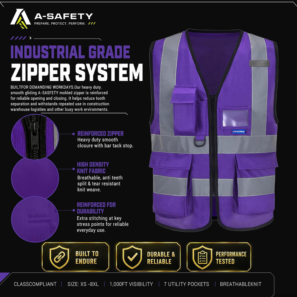 A-SAFETY High Visibility Reflective Safety Vest Customize Logo (XS-8XL)