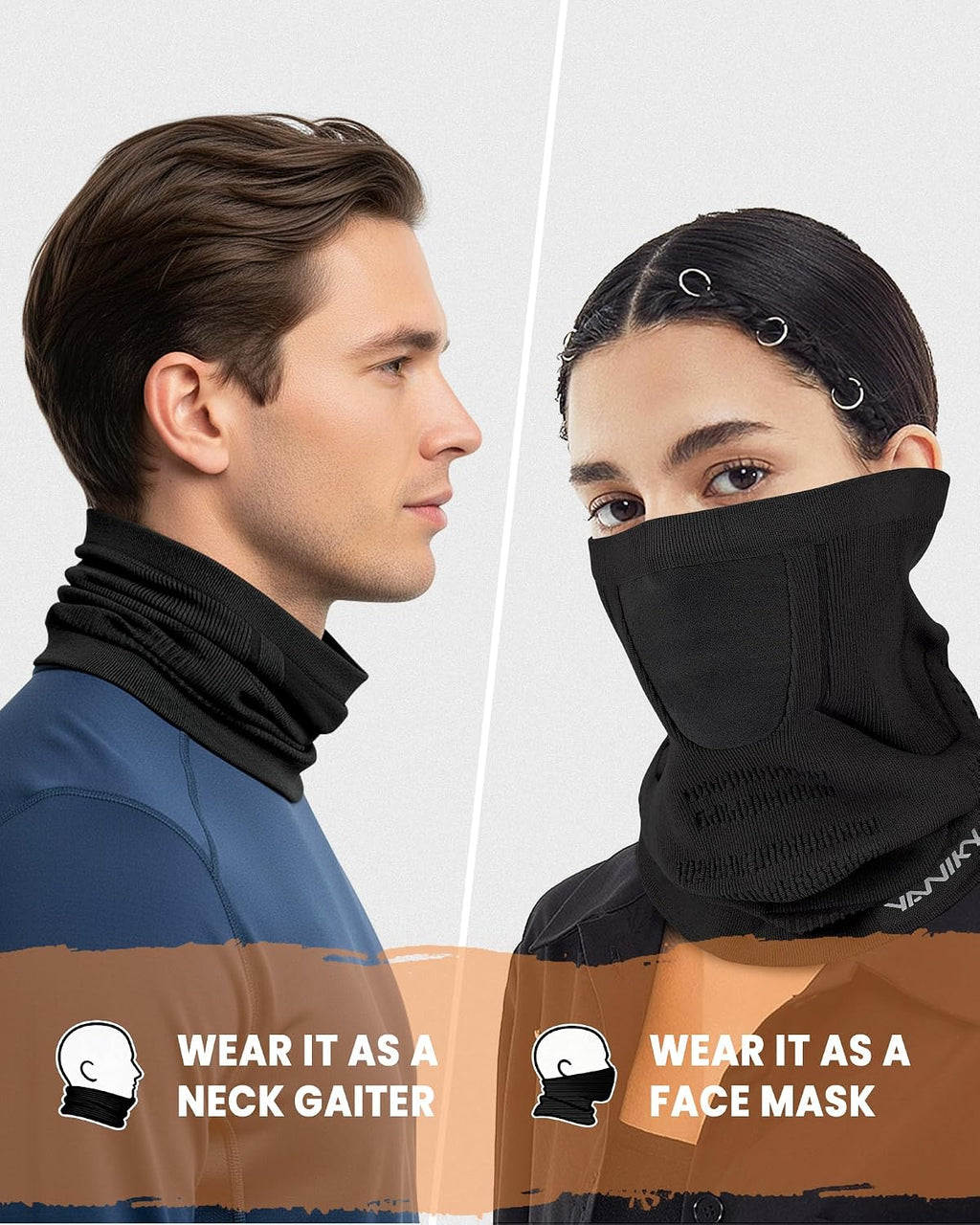 YANIKY Winter Neck Warmer Gaiter Ski Face Mask, Breathable Fleece Balaclava Windproof Cold Weather Scarf