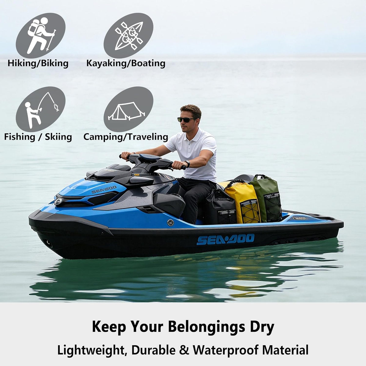 SHENDU 20L Roll-Top Waterproof Dry Bag Backpack for Kayaking Hiking（Olive）