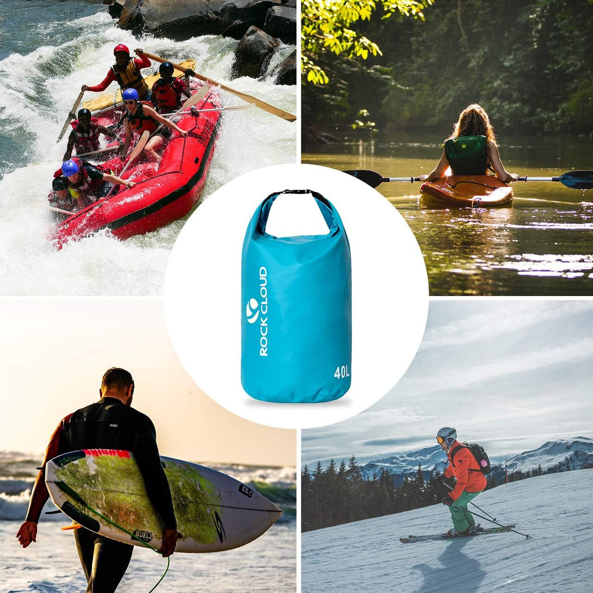 ROCK CLOUD Dry Bag Waterproof 10L Dry Sack for Kayaking Rafting Boating Beach Surfing Swimming Canoe Camping Hiking Fishing Ski, Orange