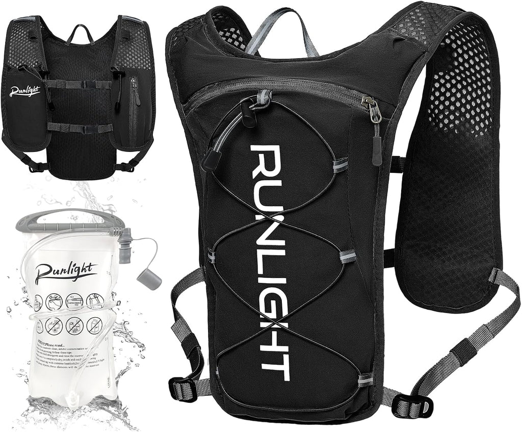 Runlight Running Vest for Women Men Lightweight Hydration Backpack Pack with 1.5L Water Bladder Bag Hydro Daypack for Hiking,Trail,Skiing,Camping,Cycling,Race,Marathon