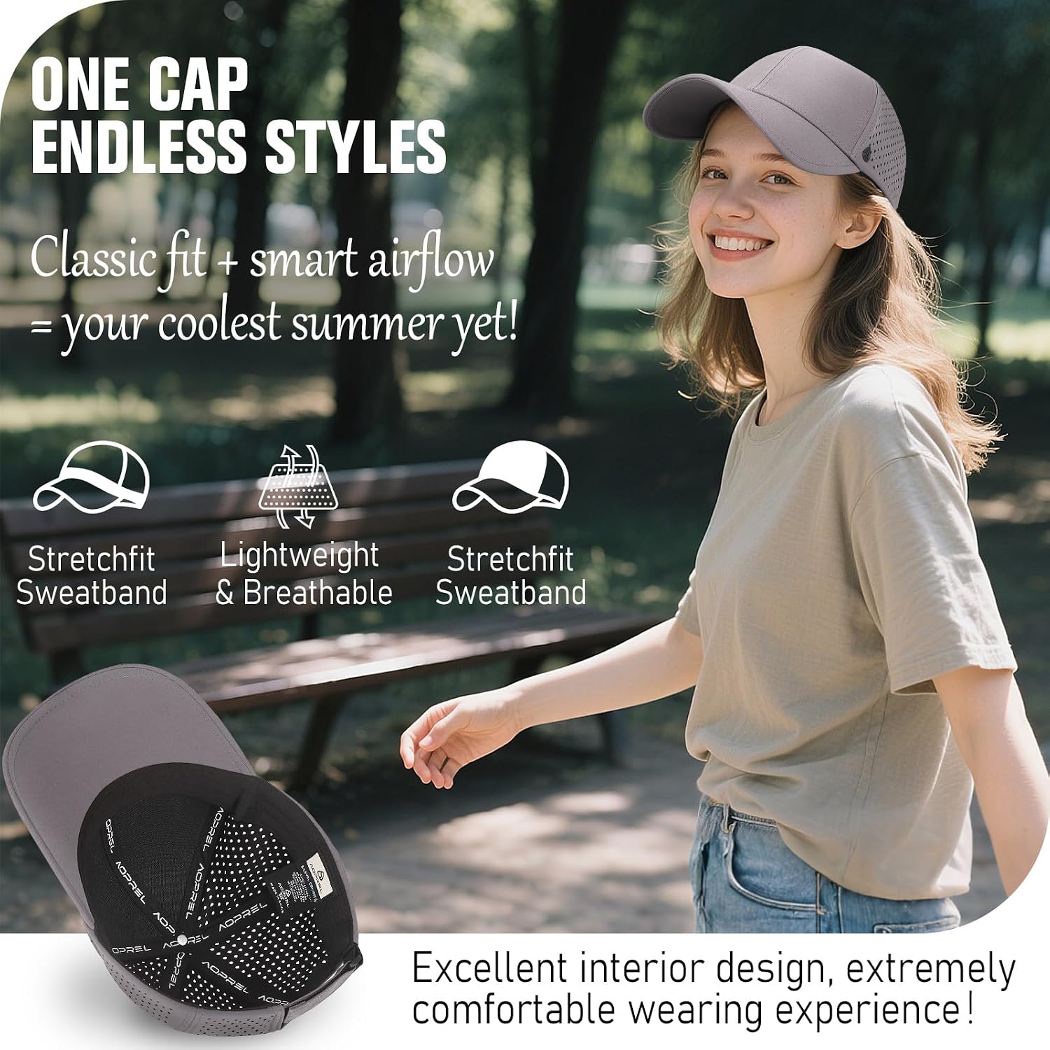 AOPREL Baseball Cap Breathable Mesh Golf Hat Quick Dry Adjustable Baseball Hats for Men and Women Sport Running Workout