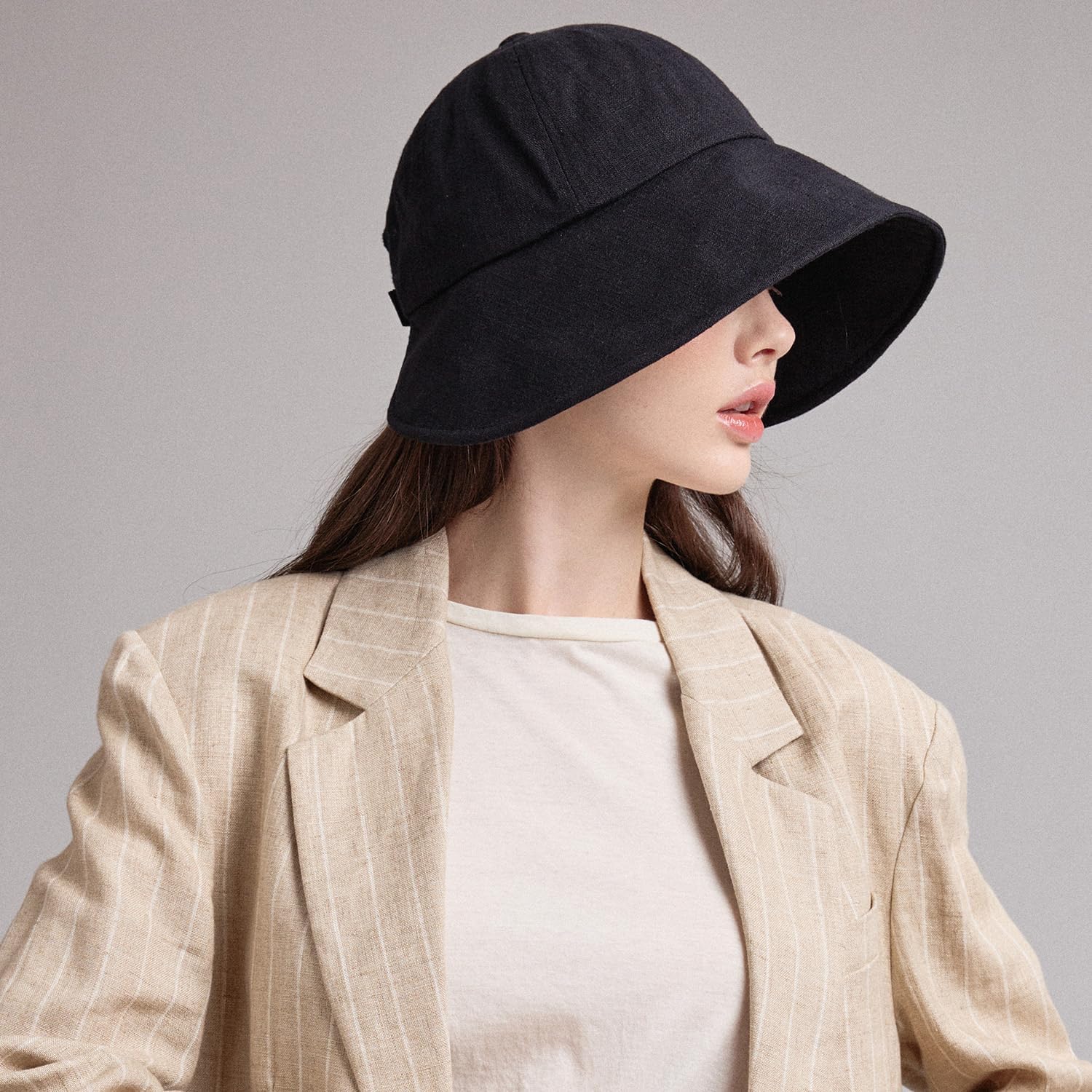 WHITE SANDS MOJA Linen Blend Victorian Bonnet Hat Sun Cap, Foldable Summer Visor | NEW Katy
