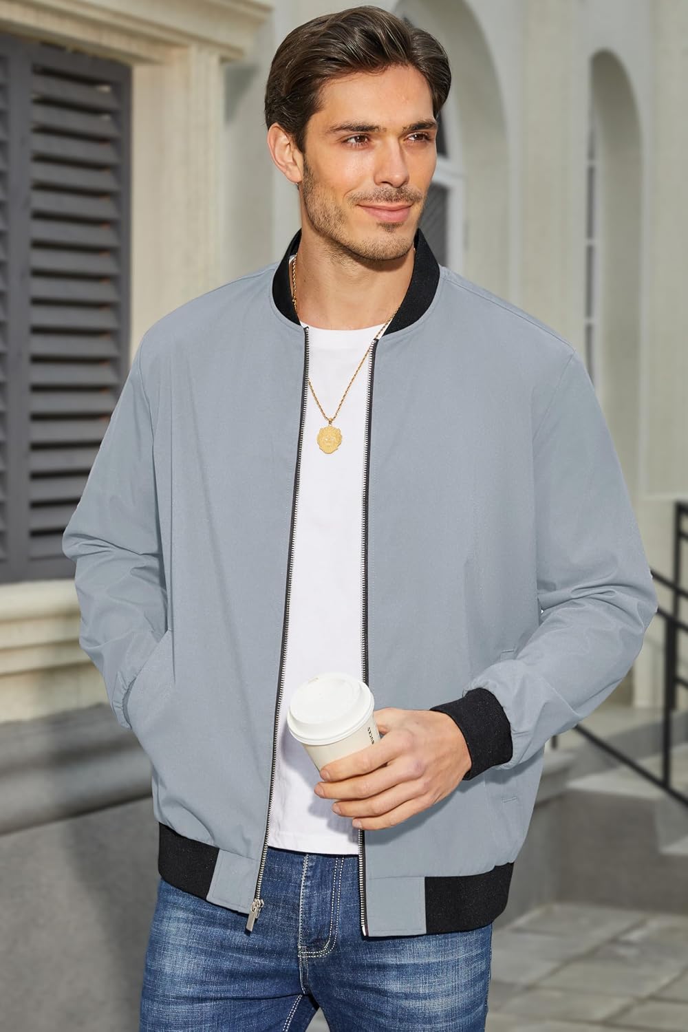 MAGCOMSEN Men's Bomber Jacket Lightweight Full Zip Windbreaker Jackets