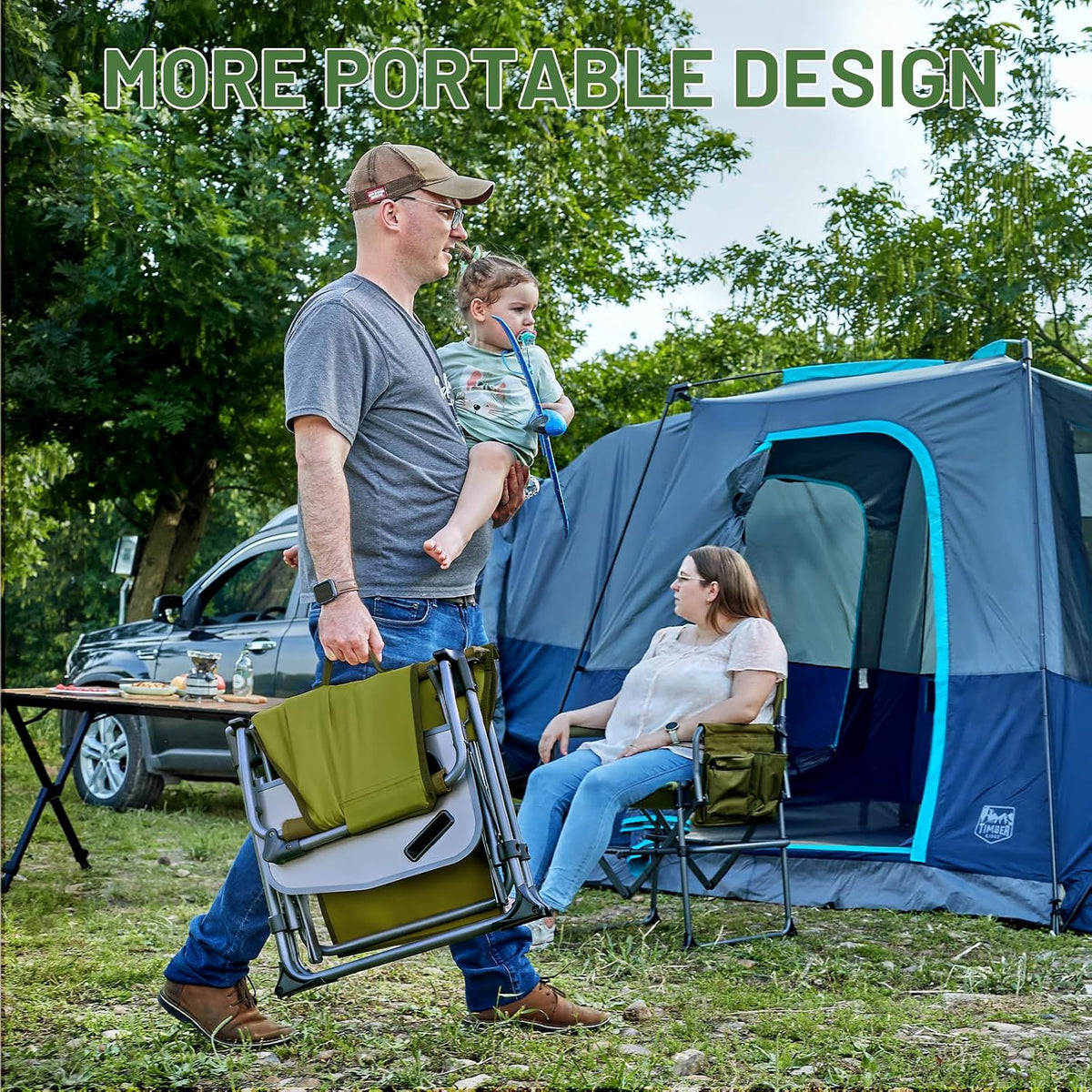 TIMBER RIDGE 400lbs Heavy Duty Camping Chair Portable Directors Chair