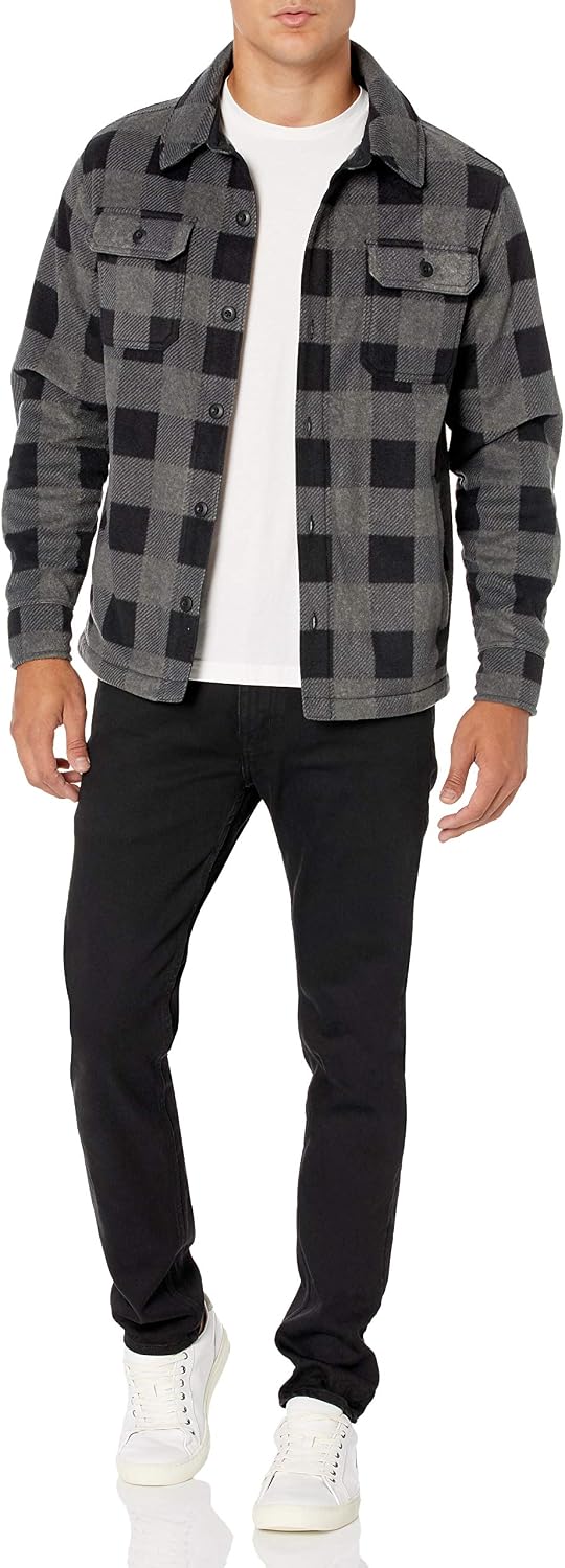 Amazon Essentials Men's Long-Sleeve Polar Fleece Shirt Jacket for Winter, Jackets