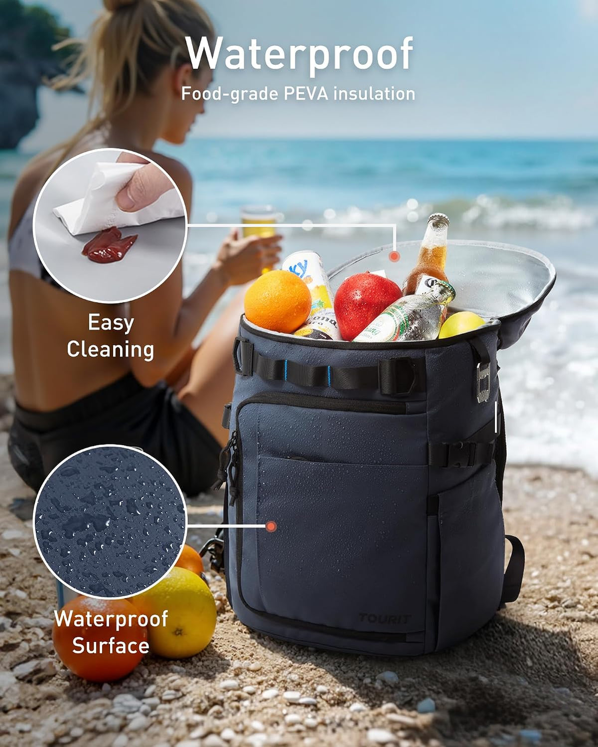 TOURIT 38 Cans Backpack Cooler with 2 Insulated Compartments