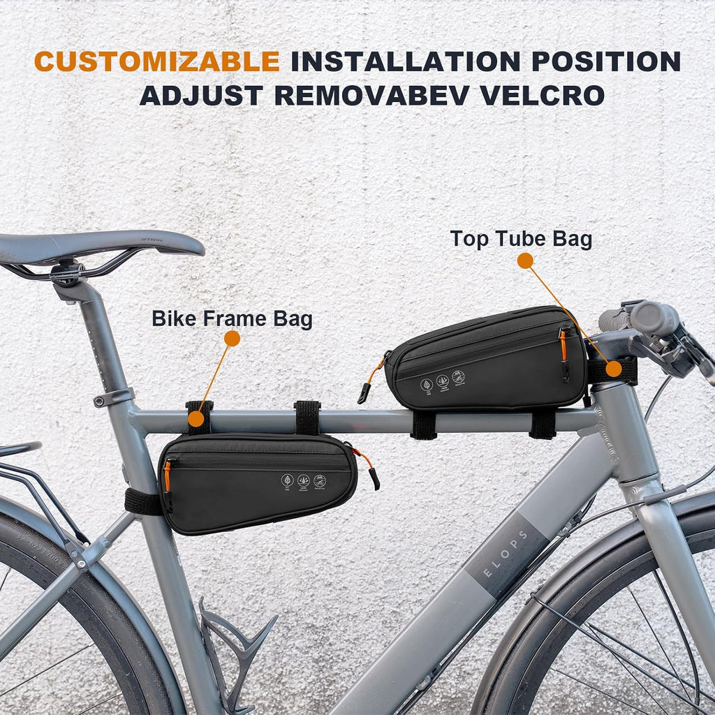 NDakter Bike Triangle Frame Bag, Bicycle Storage Pouch with 2 Side Pockets, 3-in-1 Top Tube Bags for Phone, Waterproof Cycling Tool Accessories Pack for MTB Mountain Road Bikes（1.2L）