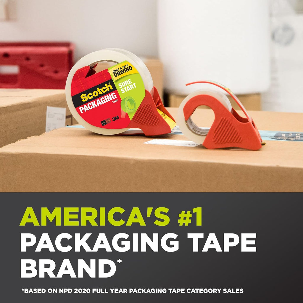 Scotch Sure Start Packing Tape, Clear, 1.88 in. x 22.2 yd.