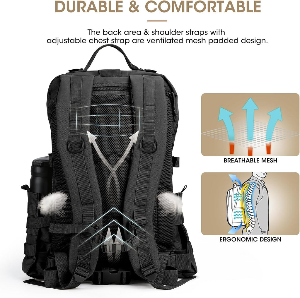REEBOW GEAR Military Tactical Backpack for Men 3 Day Survival Bag Black