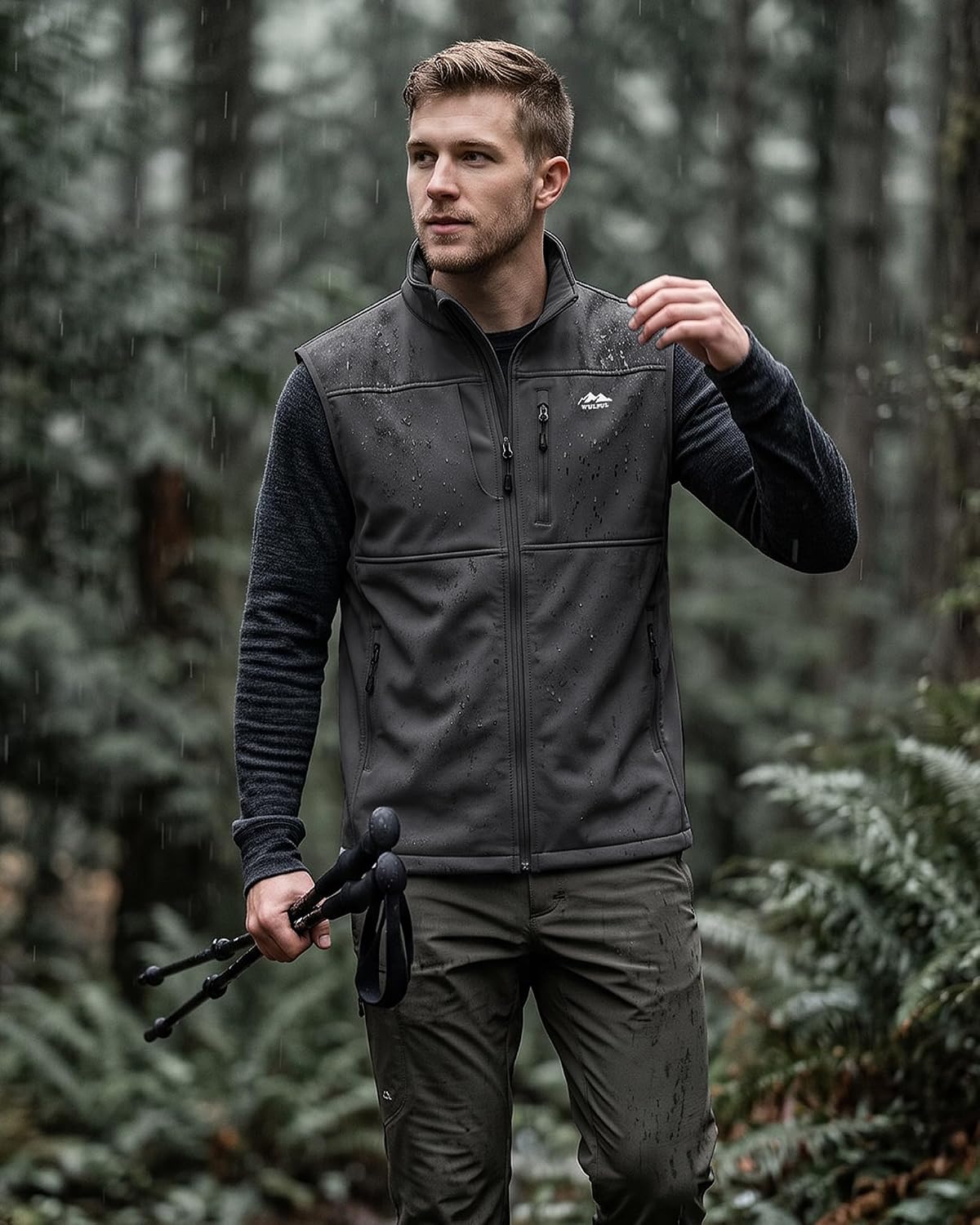 WULFUL Men's Golf Vest Windproof Lightweight Outerwear Sleeveless Jacket