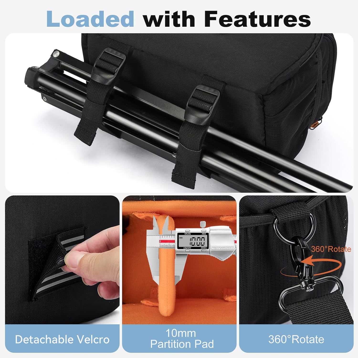Vogano Camera Bag Protective Covers Photography Shoulder Bag Compatible for Nikon, Canon, Sony DSL/SLR/Mirrorless Equipment Travel Waterproof (Black)
