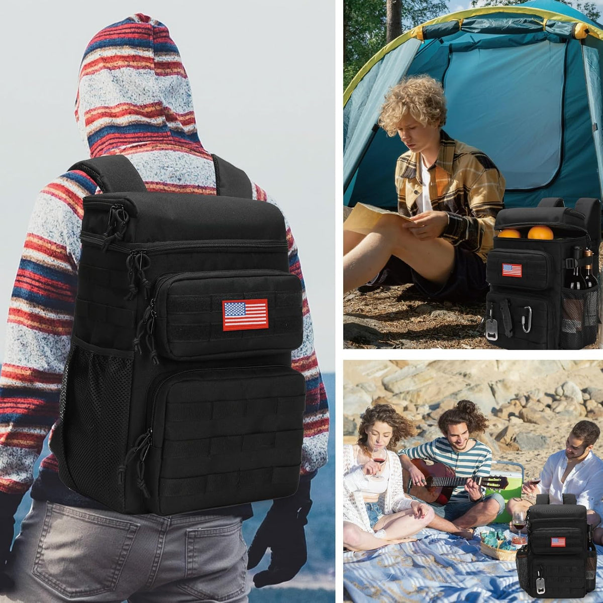 Tactical Backpack Cooler for Men,25L Insulated Lunch Ice Chest for Work