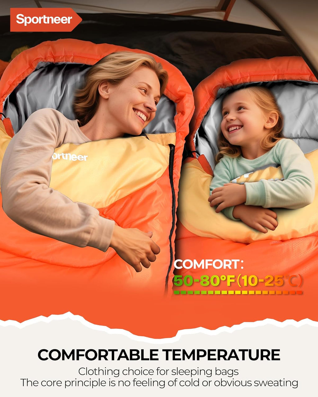 Sportneer Sleeping Bag for Adults Kid Waterproof lightweight Camping Hiking