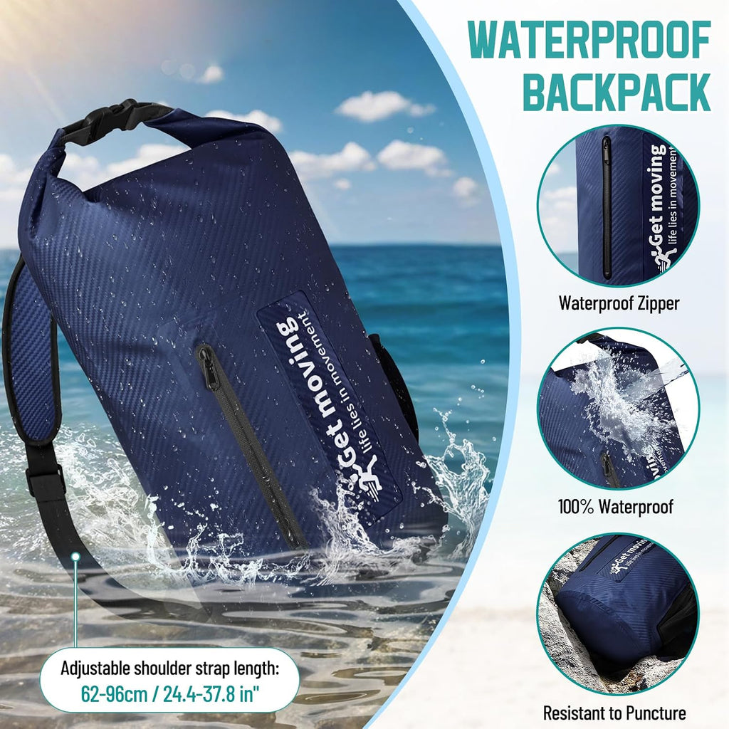 BKNOOU Dry Bag Waterproof for Kayaking, Roll Top Backpack for Women Men