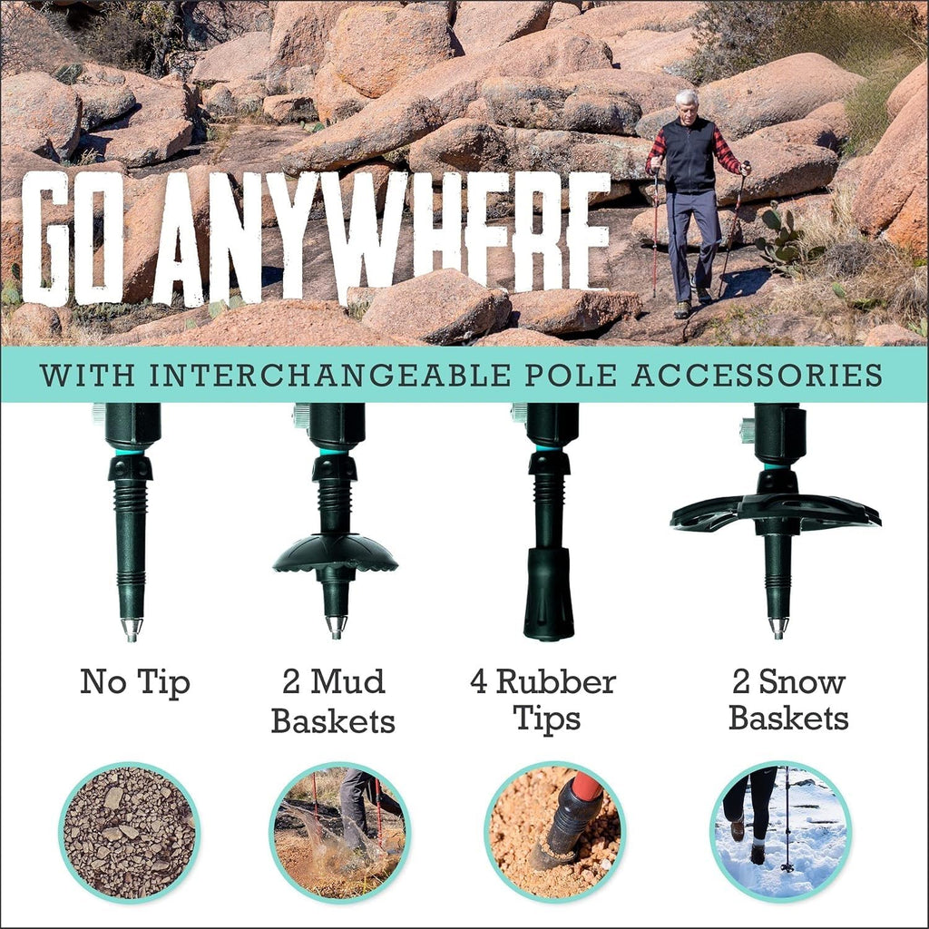 Hiking Trekking Poles, 2 Pack Lightweight, Collapsible Trekking Poles for Snowshoe & Backpacking Gear, Walking Sticks for Hiking, 7075 Aluminum with Cork Grip