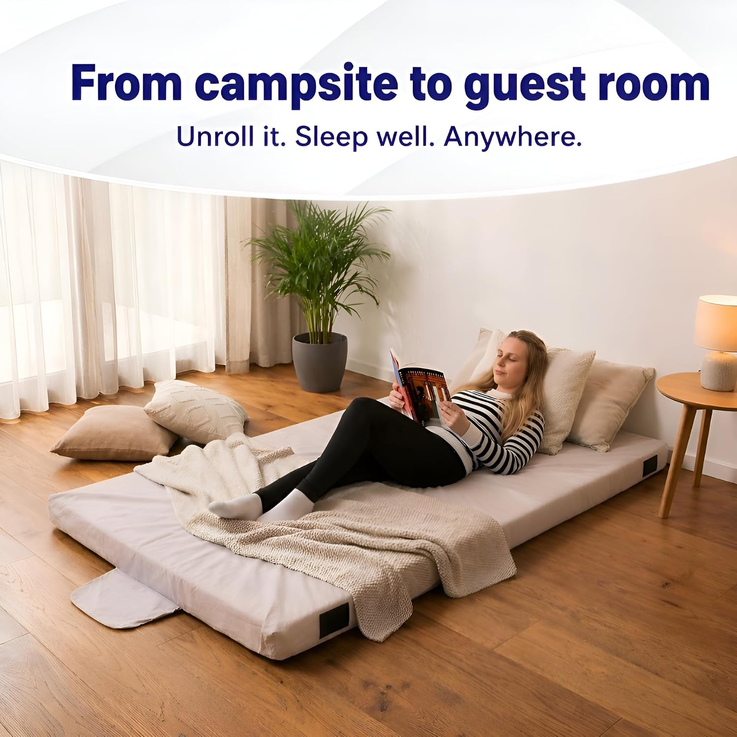Hazli Matrix AirCell Memory Foam Camping Mattress Pad - CertiPUR-US Roll Up Mattress for Adults - Portable Foam Sleeping Mats for Camping - Camp Cot Sleeping Pad - Floor Sleep Mat Bed Roll for Car RV