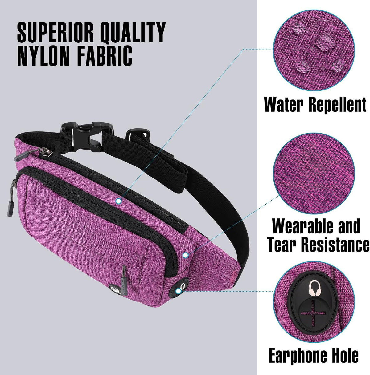 WATERFLY Small Fanny Pack Crossbody Lightweight Waist Bag for Woman Man