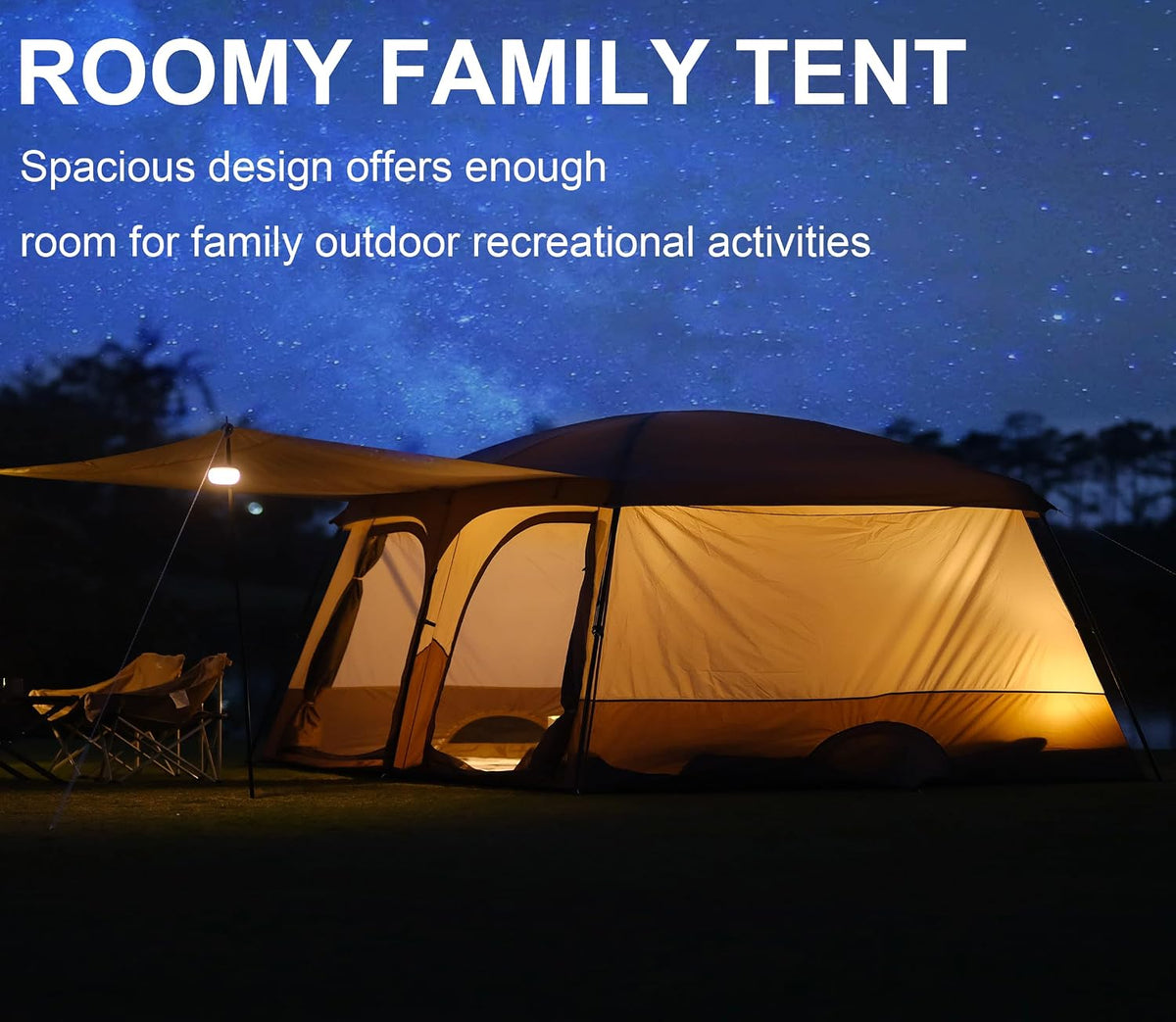 Vidalido Tents，8-10 Person Camping Tent with Extended Vestibule，2 Room Weather Resistant Family Tents，Easy Install Waterproof Outdoor Tent for Camping Hiking