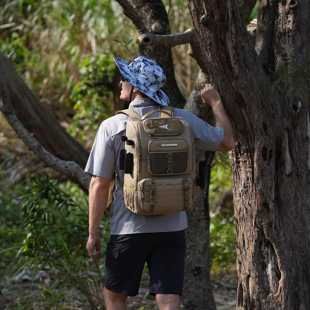 KastKing KarryAll Fishing Backpack with Rod Holder 4 Tackle Boxes, 40/26L