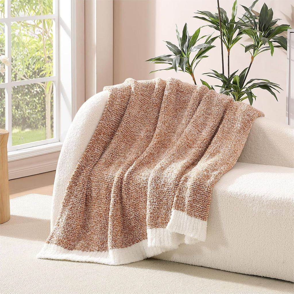 WRENSONGE Soft Throw Blanket for Couch-Cozy Reversible Knitted Blankets