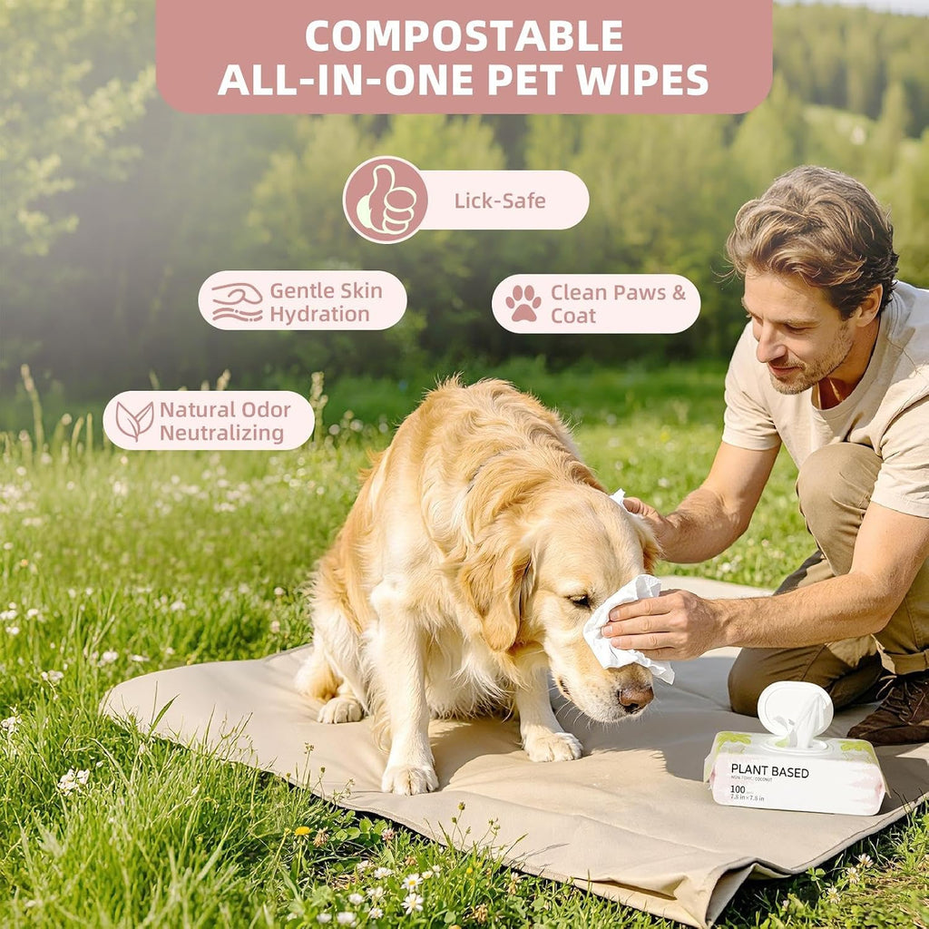 IMMHABI 400 Count Hypoallergenic Dog Wipes, Coconut Plant-Based Pet Wipes