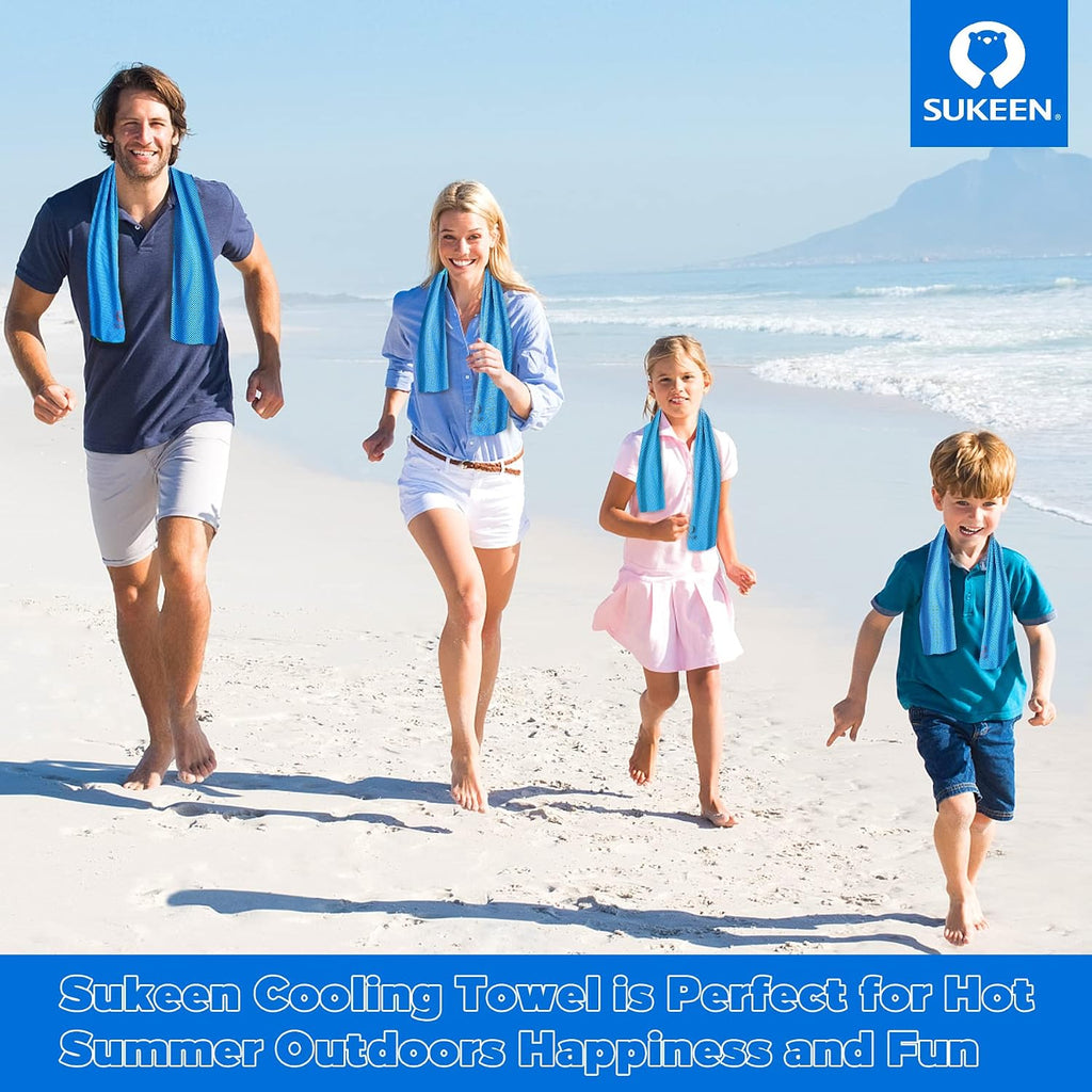 Sukeen 4 Pack Cooling Towels (40"x 12"), Cooling Neck Wraps, Soft Ice Towel