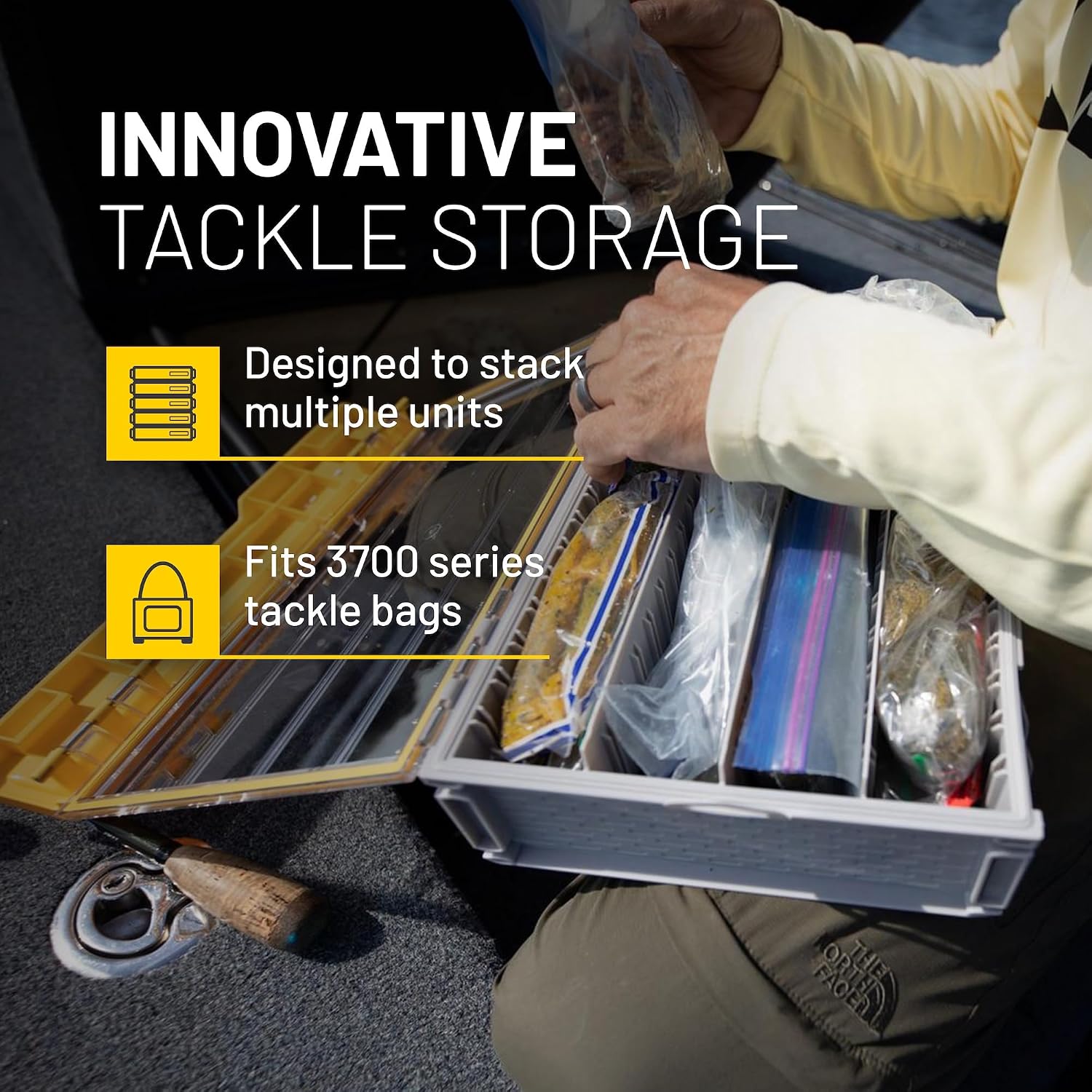 Plano EDGE 3700 Premium Deep Tackle Utility Box, Clear and Yellow, Waterproof and Rust-Resistant Bait and Terminal Tackle Storage Organization Box