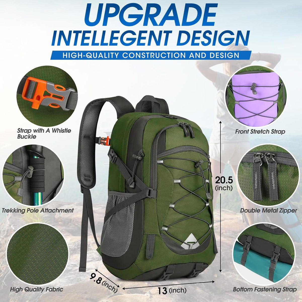 IGOLUMON Hiking Backpack 40L Packable Lightweight Camping Daypack Men Women