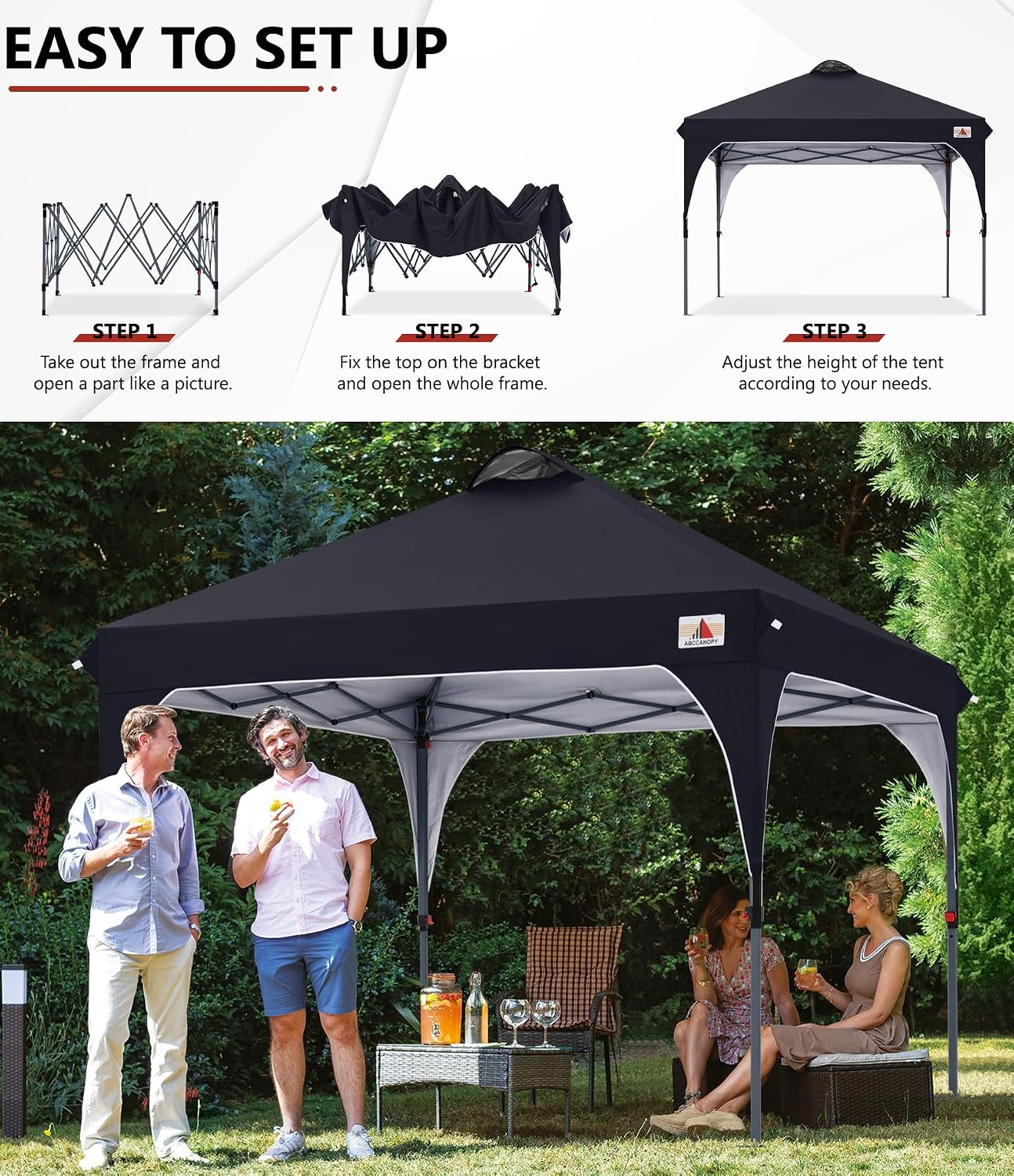 ABCCANOPY 10x10 Pop up Canopy Tent Instant Outdoor Shelter, Black