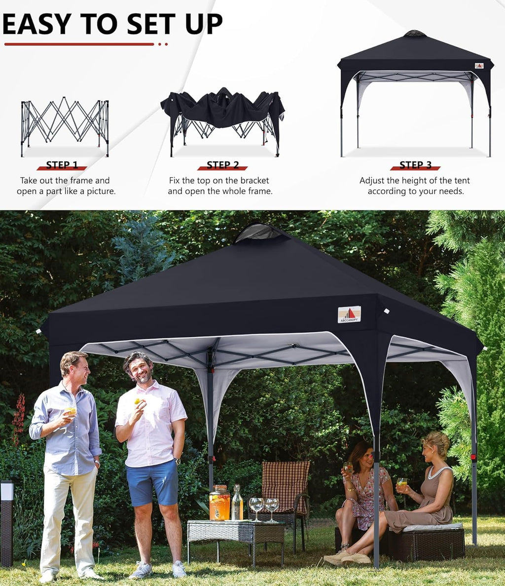 ABCCANOPY 8x8 Pop up Canopy Tent Instant Outdoor Shelter, Black