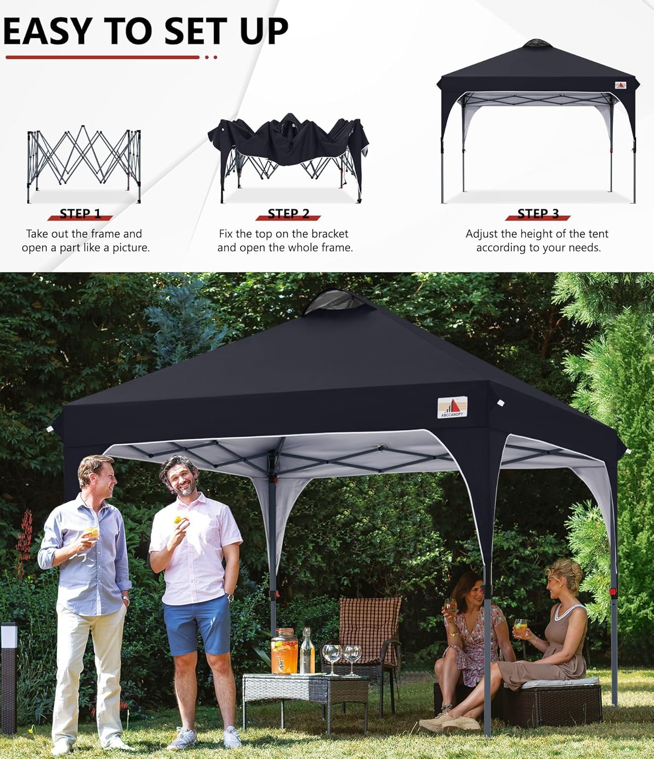 ABCCANOPY 8x8 Pop up Canopy Tent Instant Outdoor Shelter, Black