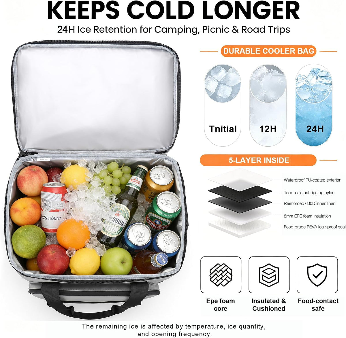 60 Can Insulated Soft Sided Collapsible Cooler Bag Ice Chest