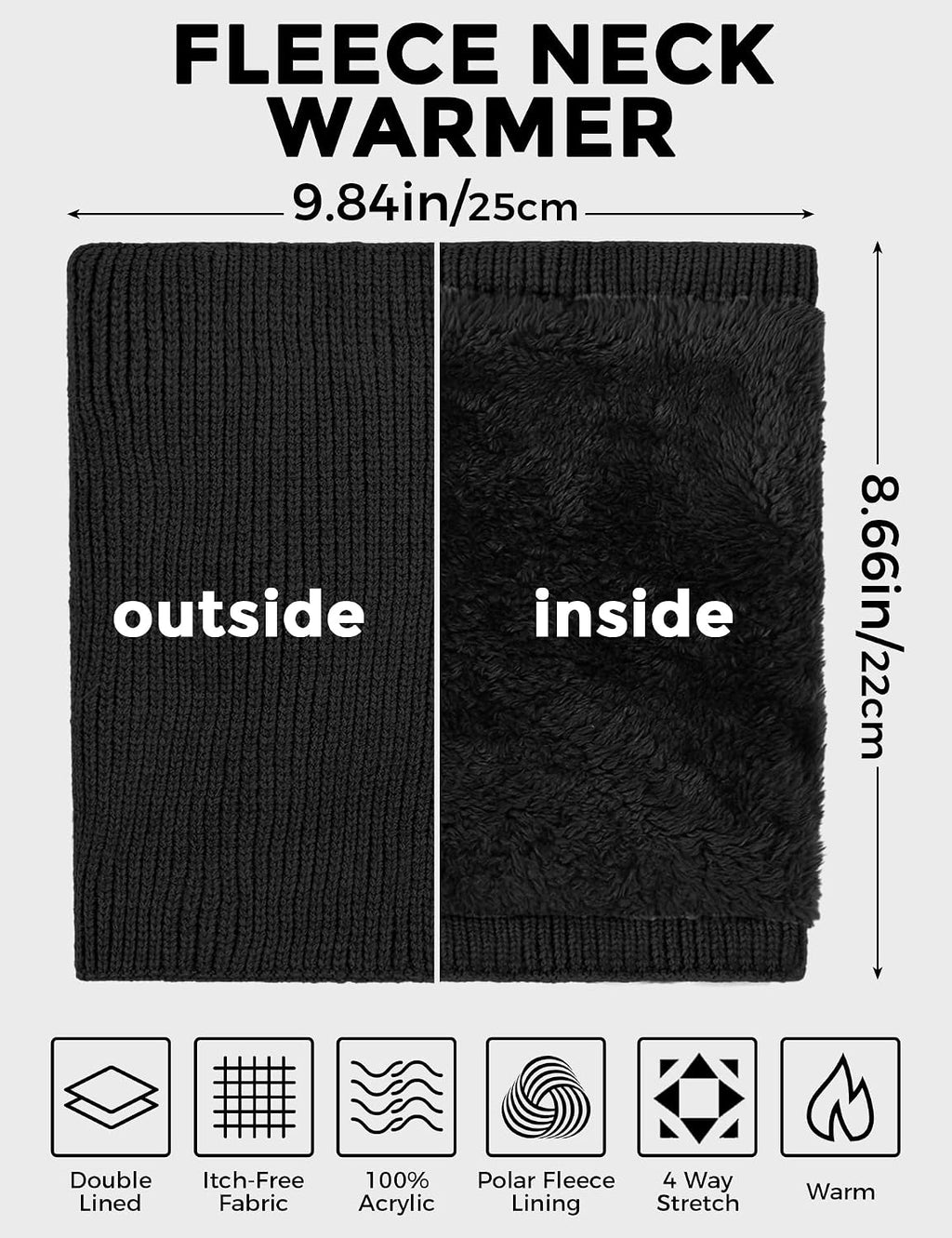 Buauty Neck Warmer Gaiters for Men Women Winter Neck Scarves Fleece Cold Weather Gear Ski Accessories Nose Ear Face Mask