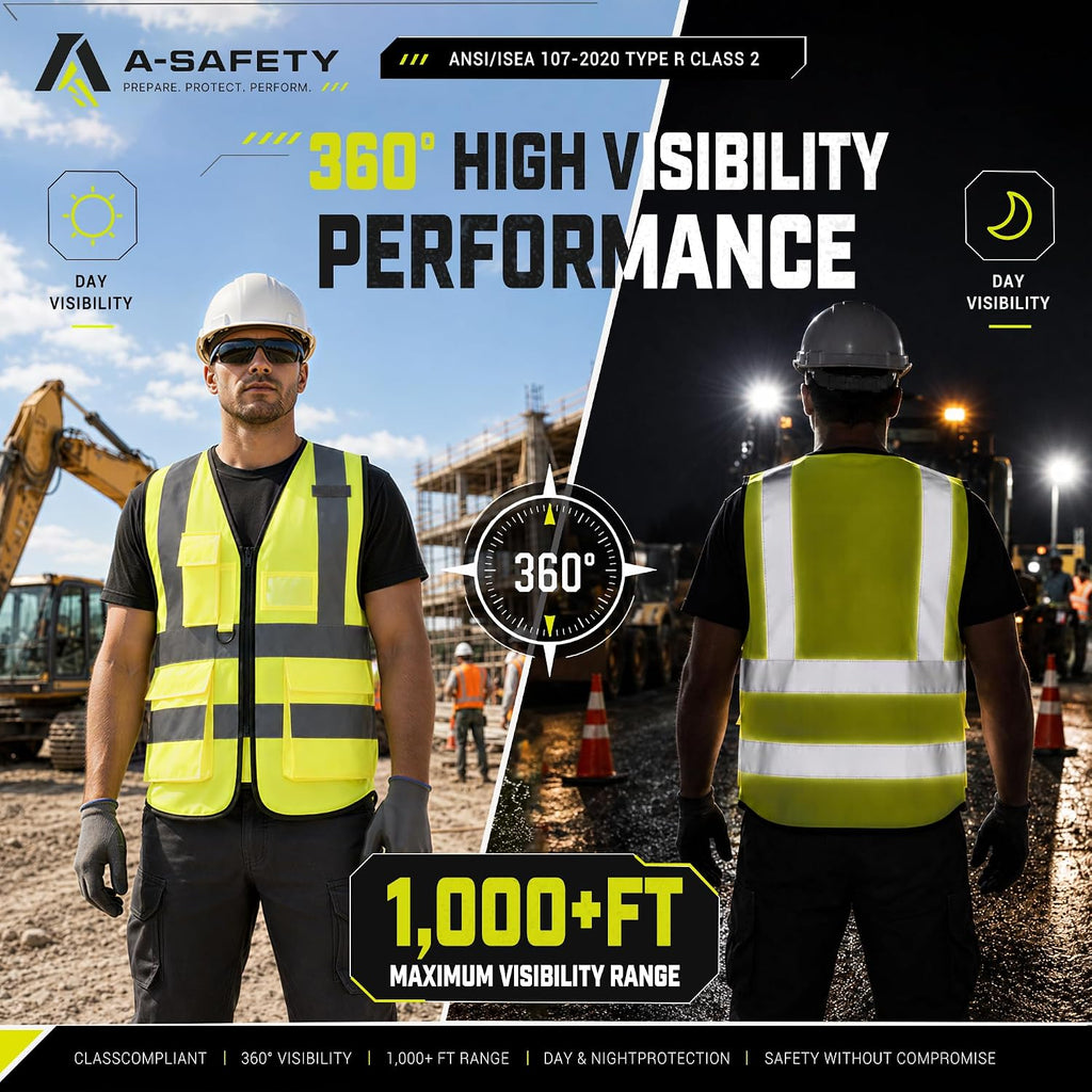 A-SAFETY High Visibility Reflective Safety Vest Customize Logo (XS-8XL)