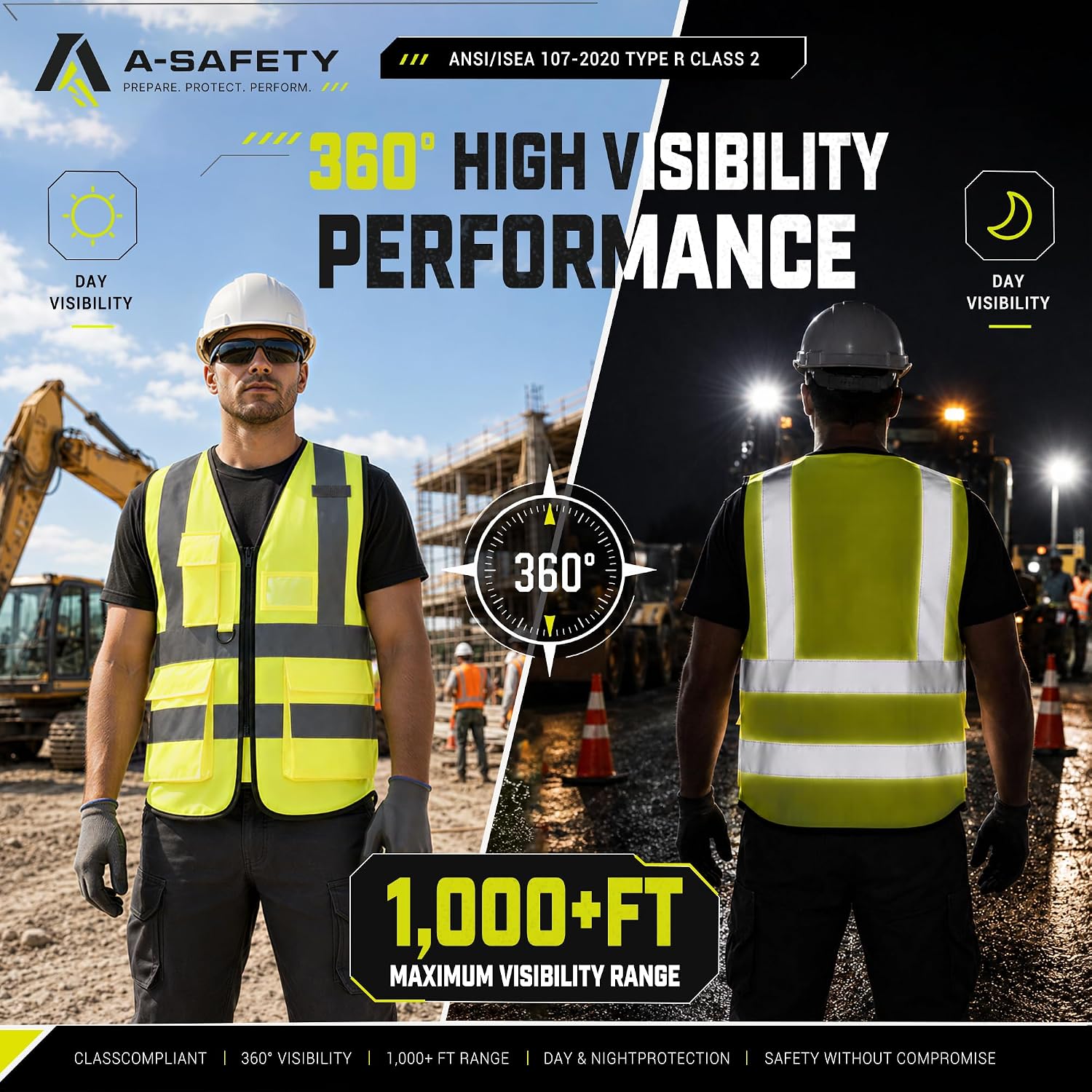 A-SAFETY High Visibility Reflective Safety Vest Customize Logo (XS-8XL)